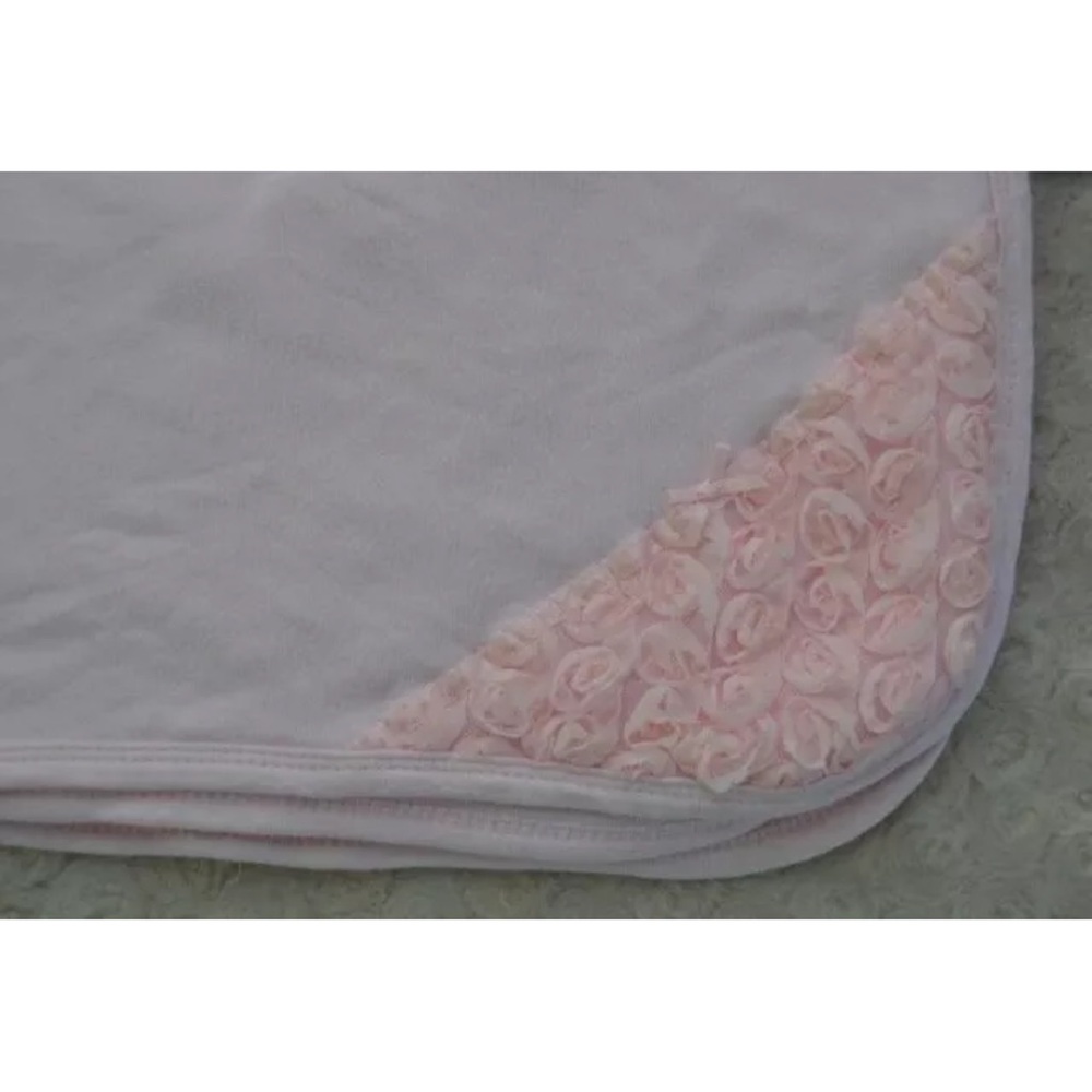 Little Me Baby Blanket Rosette Flowers Pink Bow Cotton Security Lovey Floral